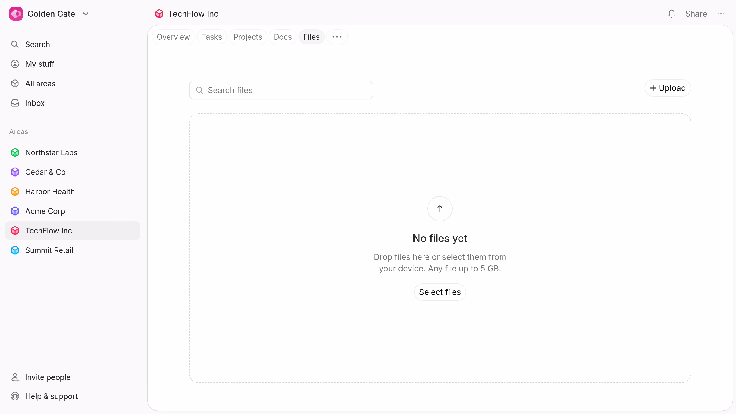 The file upload area