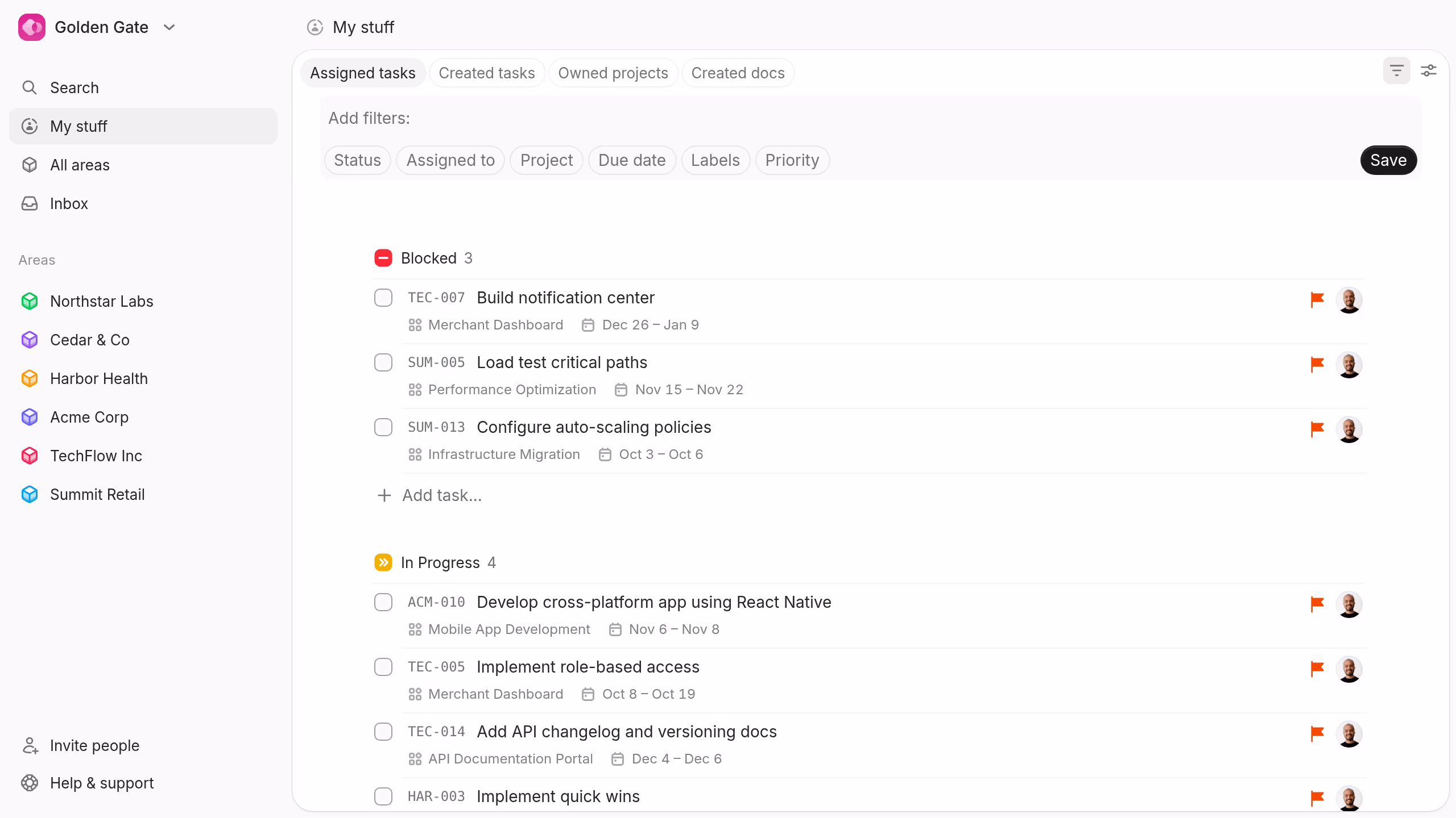 Task filters