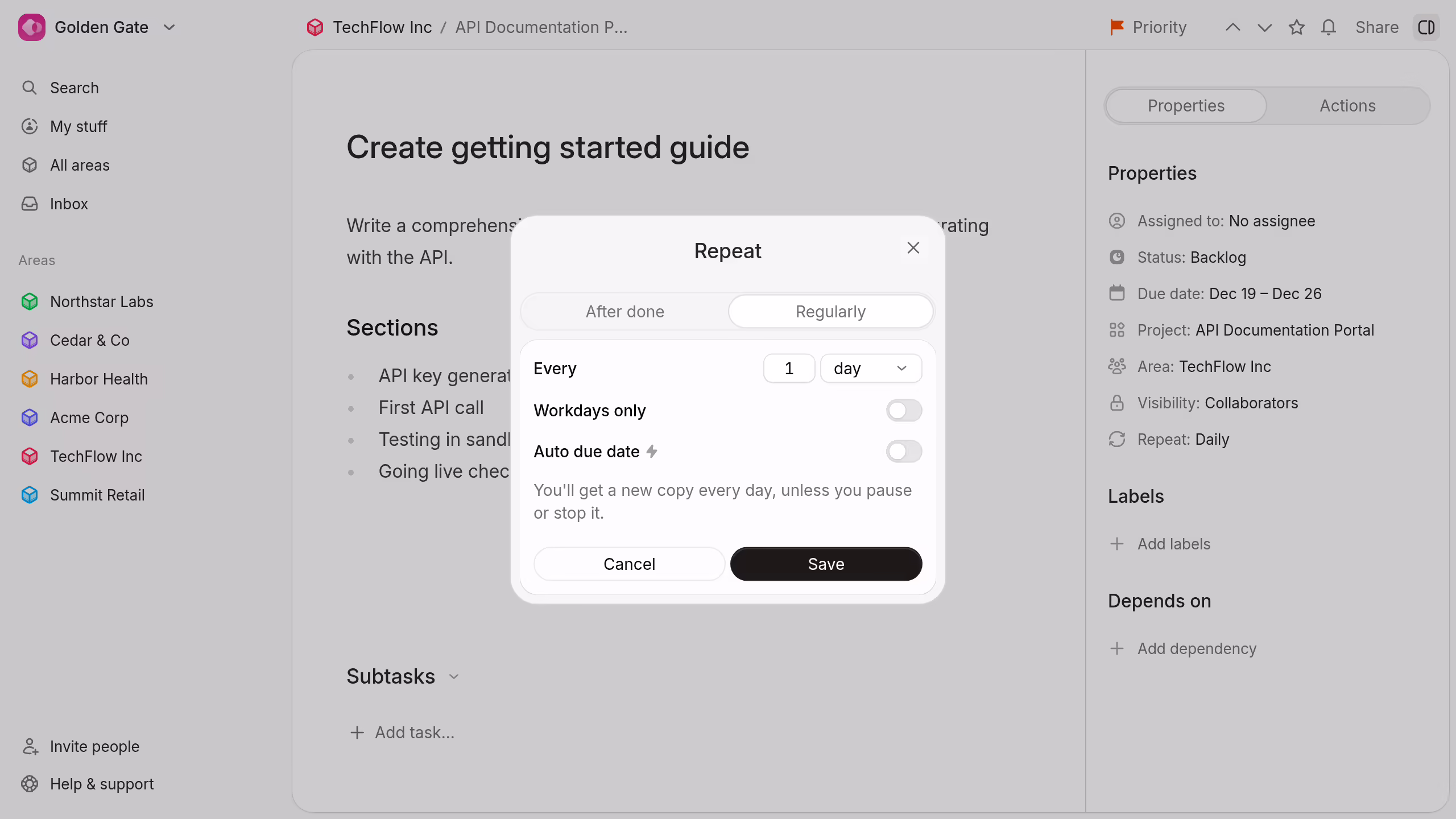 Repeat a task on a regular schedule